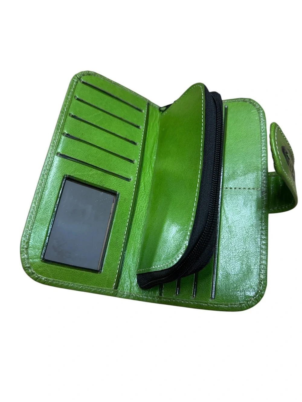 Mexican leather embossed wallet Green